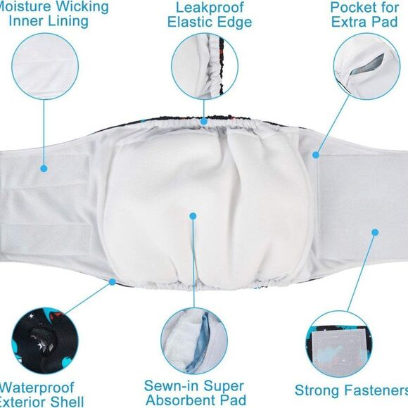 CuteBone Belly Wrap Male Dog Washable Puppy Diapers Reusable Sz XL NWOT - Picture 8 of 9